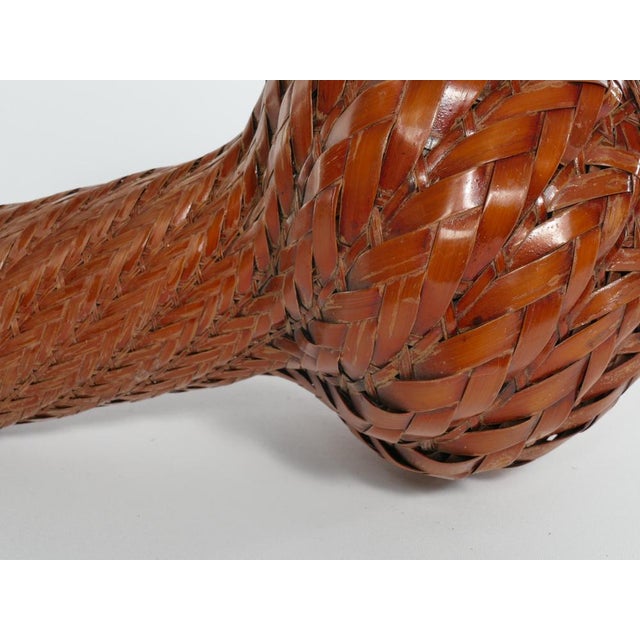 Brown Early 20th Century Japanese Taisho/Showa Woven Bamboo Ikebana Vase For Sale - Image 8 of 15