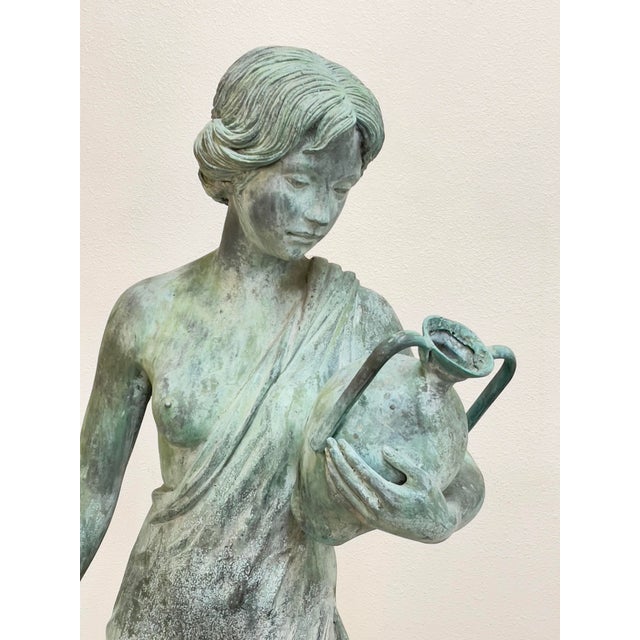 Metal Bronze Lady Statue Fountain For Sale - Image 7 of 10