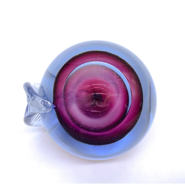 Barbini Style 20th Century Italian Murano Somerso Blue, Red & Purple Apple Paperweight For Sale In Houston - Image 6 of 8