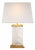 Michael S Smith by Visual Comfort Signature Crescent Table Lamp in Quartz and Antique Gold Leaf with Linen Shade For Sale