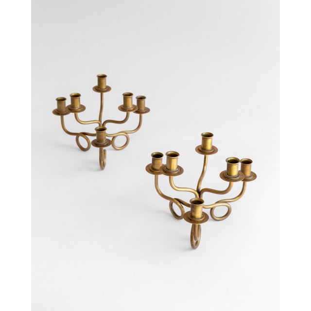 Svenskt Tenn Brass Candelabra by Josef Frank for Svenskt Tenn, 1940s, Set of 2 For Sale - Image 4 of 7