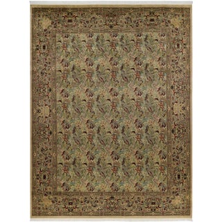 1980s Shabby Chic Art Nouveau Abusson Tan/Red Wool Rug -9'0 X 12'0 For Sale