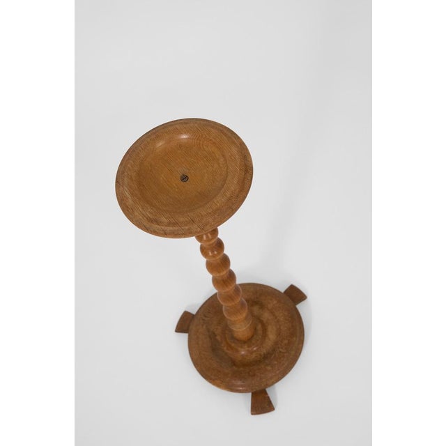 Scandinavian Pedestal Stand in Oak with Turned Column, 1950s For Sale - Image 3 of 9