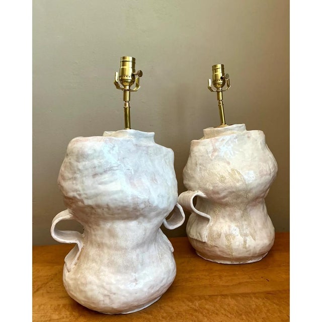 Vintage Sculptural Ceramic Table Lamps - a Pair For Sale - Image 13 of 14