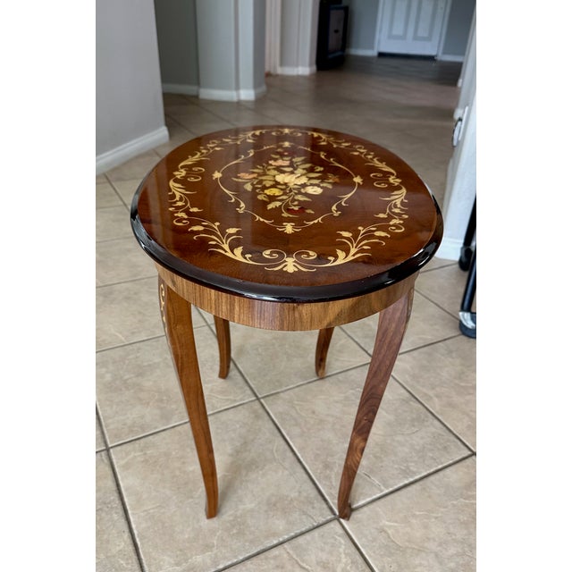 Italian Sorrento Handmade Inlaid Marquetry Side Table For Sale - Image 9 of 18