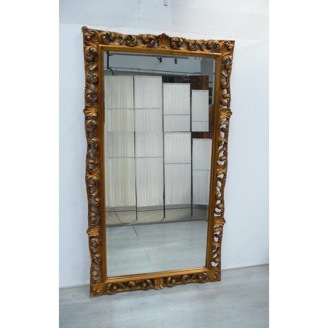 Large Antique Barock Wooden Frame in Gold Bronze Mirror, 1880s For Sale - Image 6 of 6