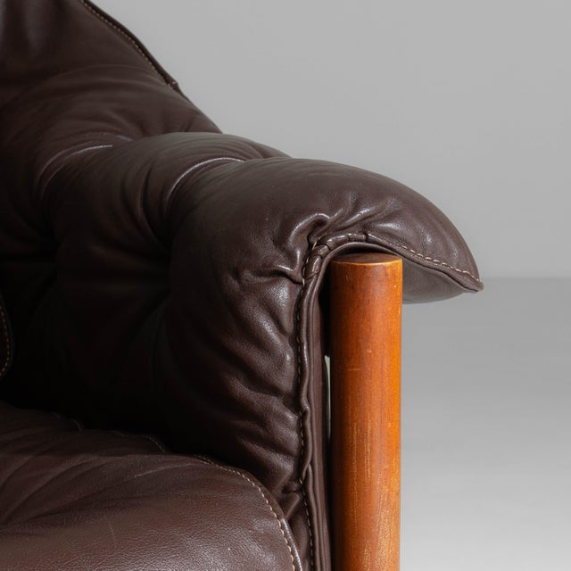 Brown 1960s Chocolate Brown Danish Mid-Century Modern Armchair Attributed to Ellekær & Norell for Coja For Sale - Image 8 of 18