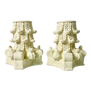 1988 Vintage Italian Corinthian Roman Empire Architectural Plaster Bookends - A Pair. For Sale
