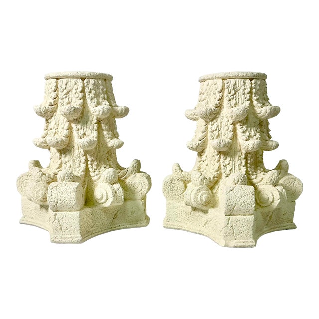 1988 Vintage Italian Corinthian Roman Empire Architectural Plaster Bookends - A Pair. For Sale