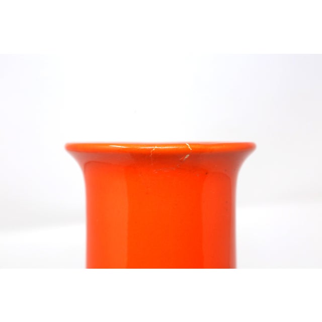 Ceramic Italian Orange Ceramic Cylinder Vase, 11.5" — Marked 1081/G For Sale - Image 7 of 8