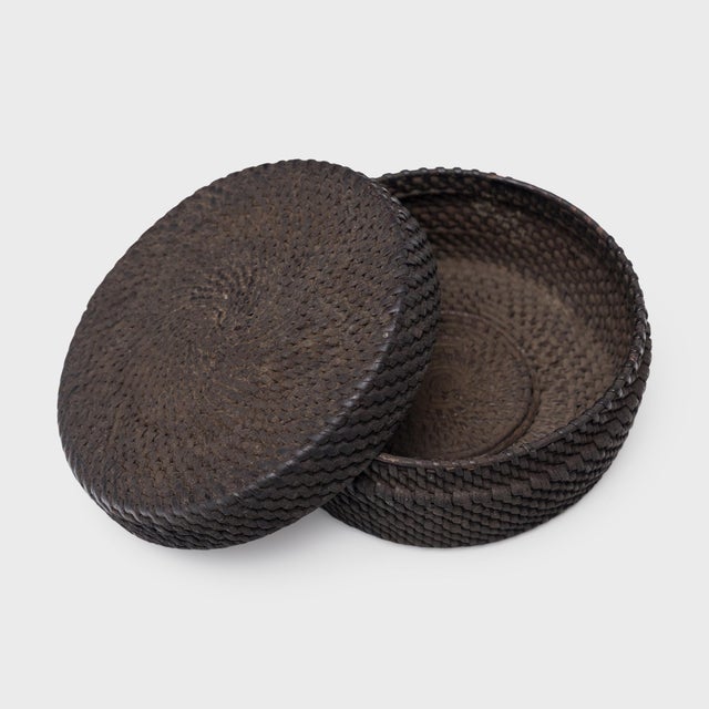 Chinese Chinese Black Lacquer Woven Box, C. 1900 For Sale - Image 3 of 4