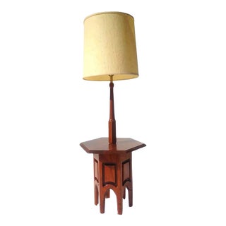 Mid-Century Modern Danish Walnut Table Floor Lamp Restored Vintage Sculptural For Sale