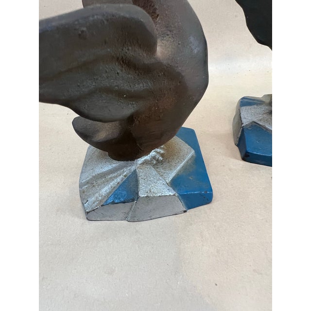 1930s Machine Age Cast Iron Goose Bookends, American Art Deco, C. 1930s For Sale - Image 5 of 9