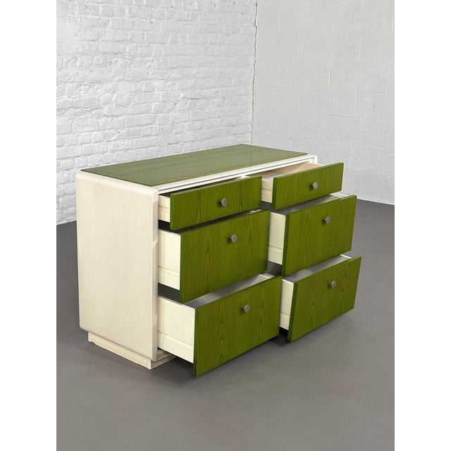 Vintage Chest of 6 Drawers in Beige Wood and Green Varnish, Norway, 1960s For Sale - Image 9 of 13