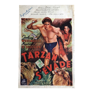 Original 1930s Tarzan Escapes (Tarzan S'Évade) Belgian Movie Poster
