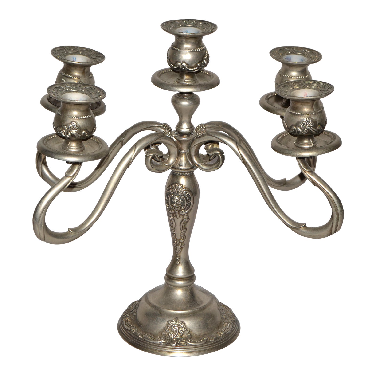 1980s Silver Plated 5 Light Gsa Godinger Silver Art Candelabra British ...