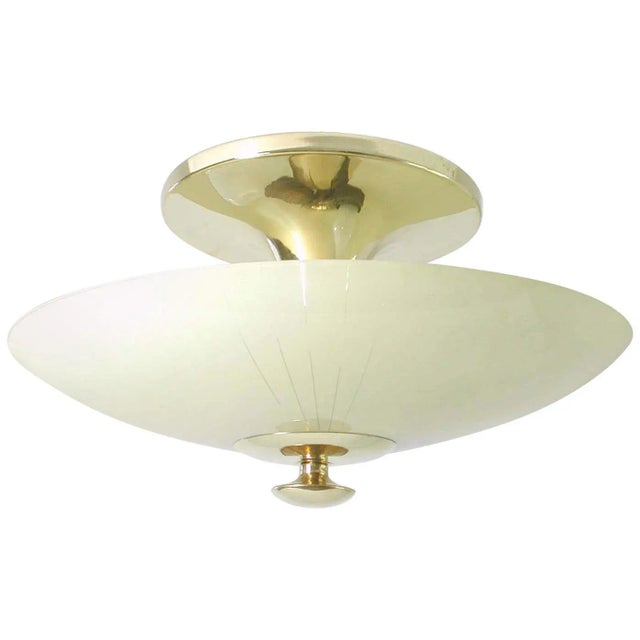 Mid-Century German Opaline and Brass Flush Mount, 1950s For Sale - Image 16 of 16