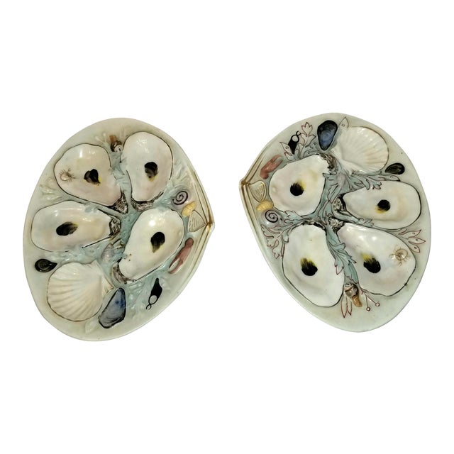Late 19th Century Antique American Union Porcelain Works Oyster Plates - Set of 2 For Sale