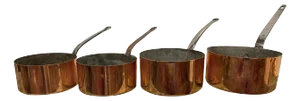 Set of French Four Copper Pots in Different Sizes, 19th Century