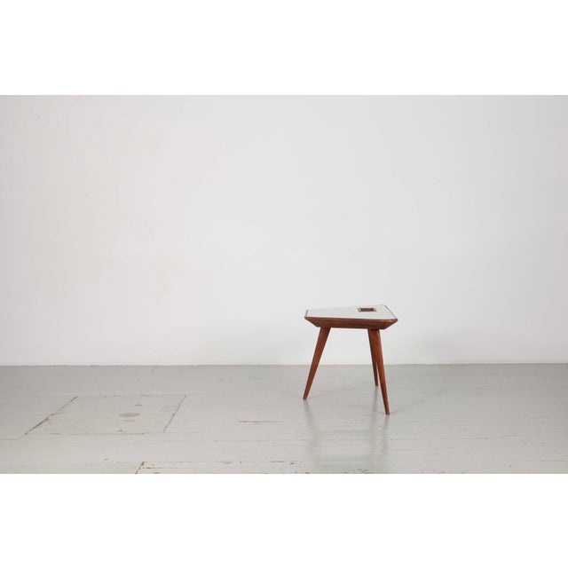 Coffee Table with Inlaid Glass Top and Copper Bowl, 1950s For Sale - Image 10 of 18