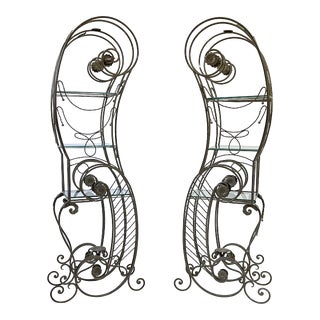 French Wrought Iron Pair of Etageres For Sale