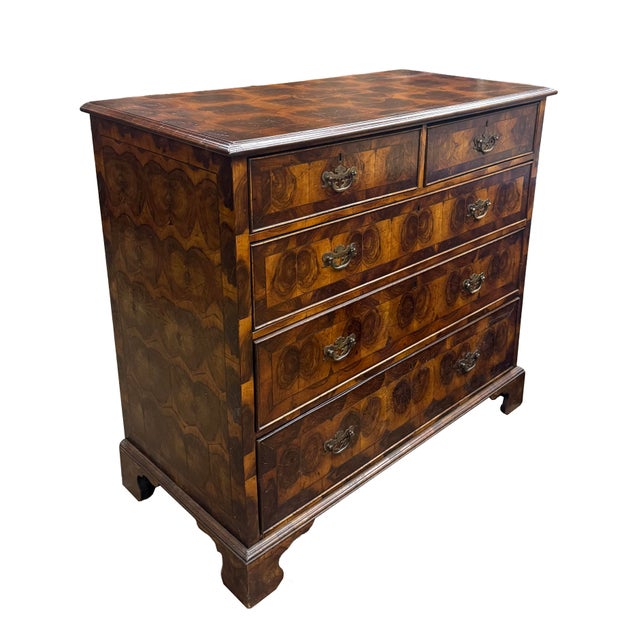A rare, striking and beautifully restored late 19th-century English chest of drawers, showcasing an exceptionally thick...