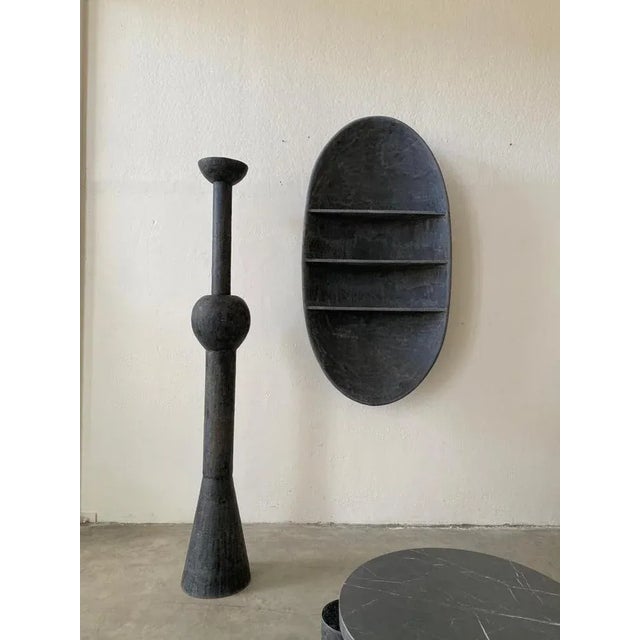 Dark brown tribu vases by imperfettolab designer: verter turroni dimensions: w 36 x d 36 x h 185 cm materials: fiberglass...