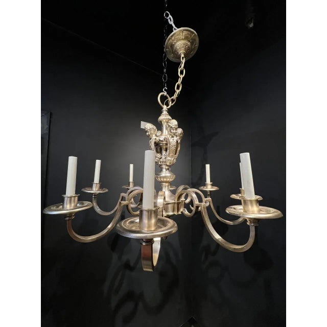 Metal 1900s Caldwell Silver Plated Chandelier For Sale - Image 7 of 9