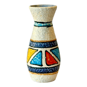 Signed U Keramic Especially Cool Mid 20th Century Modern Hand Painted West German Art Pottery Vase.