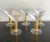 Vintage set of martini stemware by Union Street glass studio. The innovative design features blown crackle glass with gold...