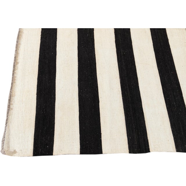 Textile Apadana 21st Century Contemporary Striped Kilim Rug For Sale - Image 7 of 11