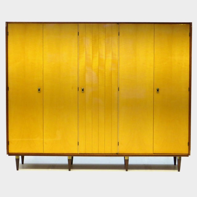 Vintage Mid-Century Modern 5-Door Wardrobe in Flame Maple & Teak, 1960s For Sale - Image 12 of 12