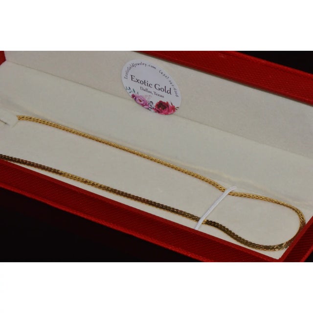 Gold Italian 14k Solid Yellow Gold Faceted Flat Curb Chain Necklace For Sale - Image 8 of 12