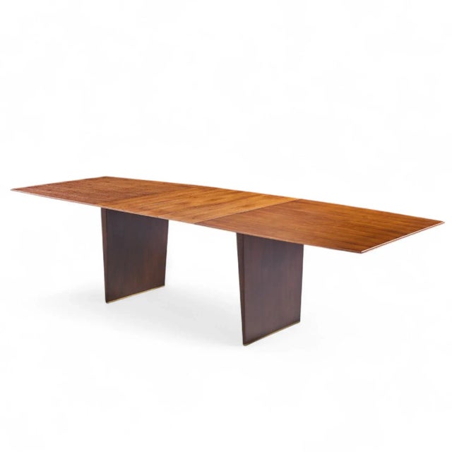 Mid-Century Modern Edward Wormley for Dunbar Model 5460 Mid Century Tawi Wood Expanding Dining Table With 3 Leaves For Sale - Image 3 of 10