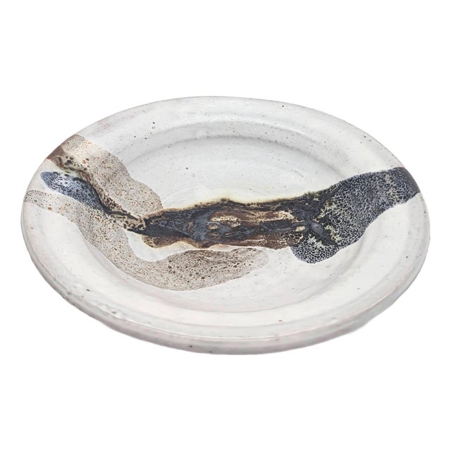 1970s Studio Pottery Artisan Signed Glazed Stoneware Trinket Dish For Sale