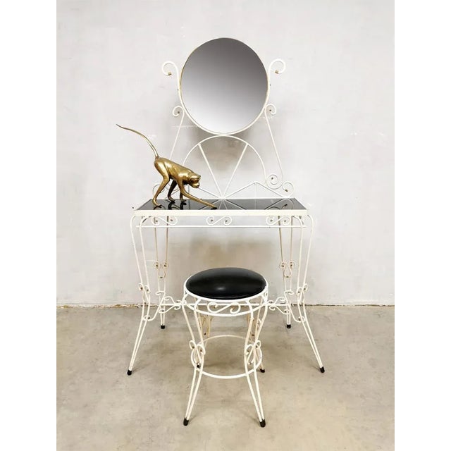 Vintage Italian Dressing Table and Stool Set, 1960s, Set of 2 For Sale - Image 3 of 5