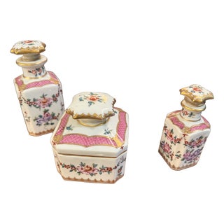 Vintage Porcelain Bathroom Bottle, 1920s, Set of 3 For Sale