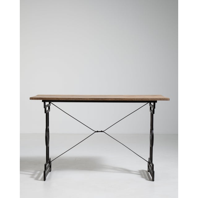 Cast Iron Bistro Table with Oak Top, Antique, France, 20th Century For Sale - Image 15 of 18