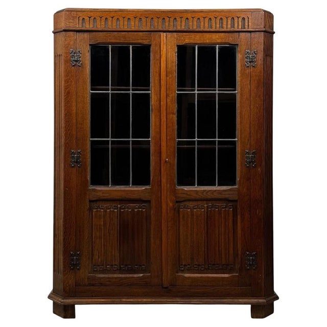 Antique 20th Century Oak Glazed Display Cabinet For Sale - Image 11 of 11