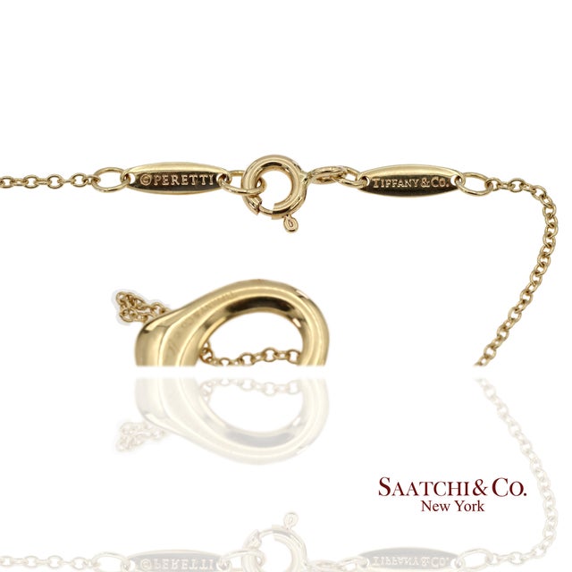 Gold Tiffany & Co. Elsa Peretti 18k 750 Yellow Gold Open Heart Pendant Necklace For Sale - Image 8 of 14