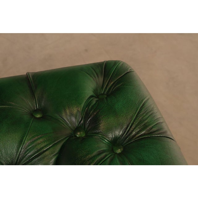 Chesterfield Style Polo Green Tufted Leather Club Chair For Sale - Image 11 of 18