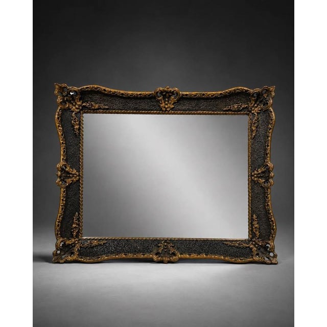 Ornate Black and Gold Antique-Style Wall Mirror For Sale - Image 4 of 4