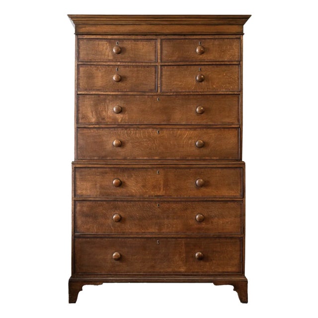 Early 19th Century English Georgian Oak Tallboy For Sale