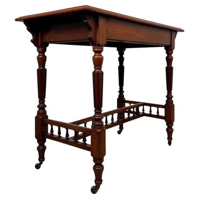 Early 20th Century Antique English Edwardian Walnut Side Table, 1890s For Sale - Image 6 of 10