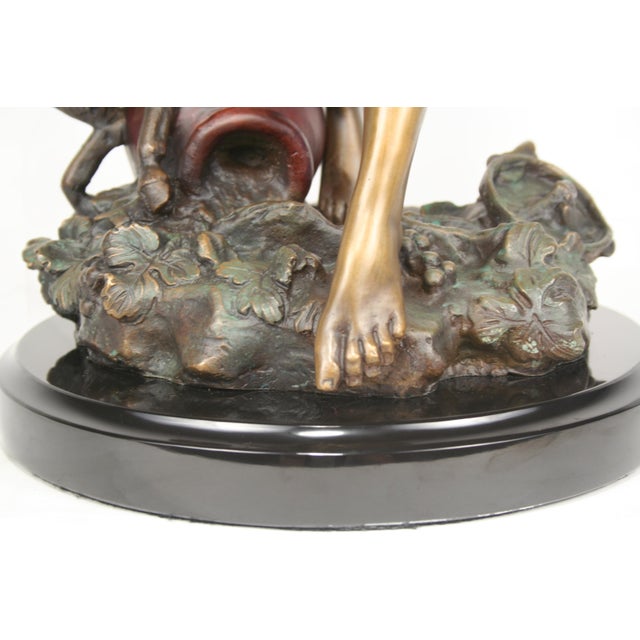 1990s Art Deco/Nouveau Nude Sculpture Bronze with Pixy For Sale - Image 12 of 18