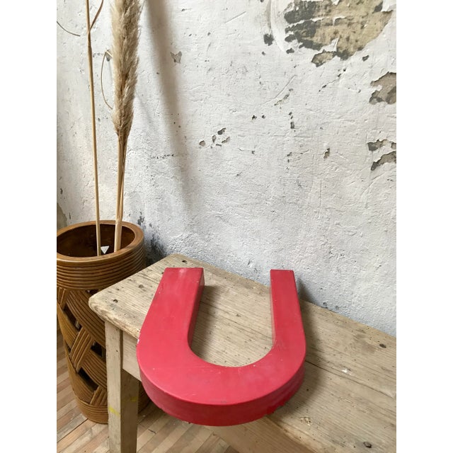Vintage Industrial Metal Letter U For Sale - Image 4 of 6