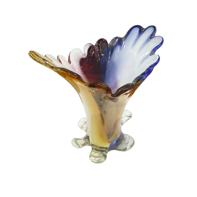 Mid-Century Modern Vintage Art Glass Murano Colorful Vase 11.5" H For Sale - Image 3 of 9