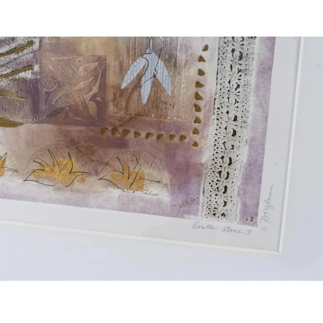 1990s Douglas Rosetta Stone I Large Original Print Lavender With Gold and Silver Leaf For Sale - Image 6 of 10