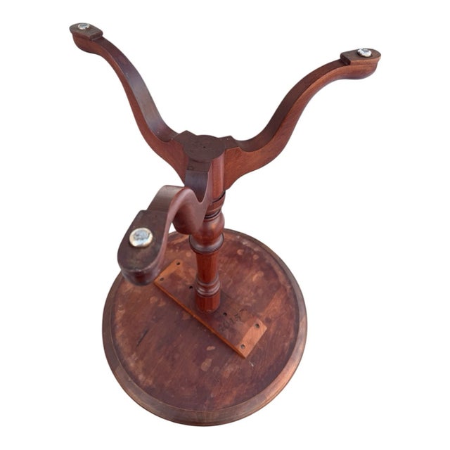 1970s Walnut Pie Crust Side Table Georgian Style Tripod Pedestal For Sale - Image 18 of 18