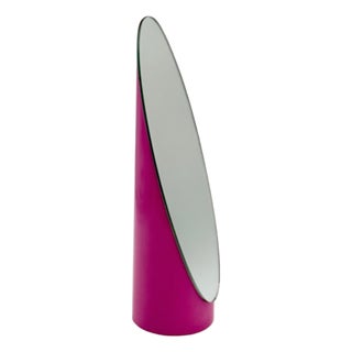 Italian Pop Lipstick Table Mirror in Fuchsia Plastic by Rodolfo Bonetto, 1970s For Sale